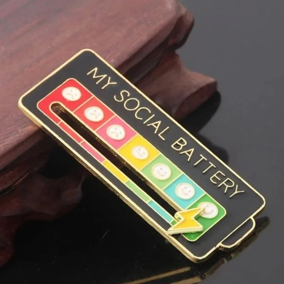💖 5 items for $25 Sale! 💖 My Social Battery Black Pin - Picture 2 of 4
